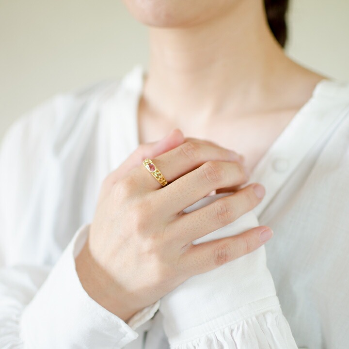 umu -アム- FINE JEWELRY STUIDIOK18 ピンクトルマリン アイビーモチーフ リング 「berso」rg0637_i2.jpg