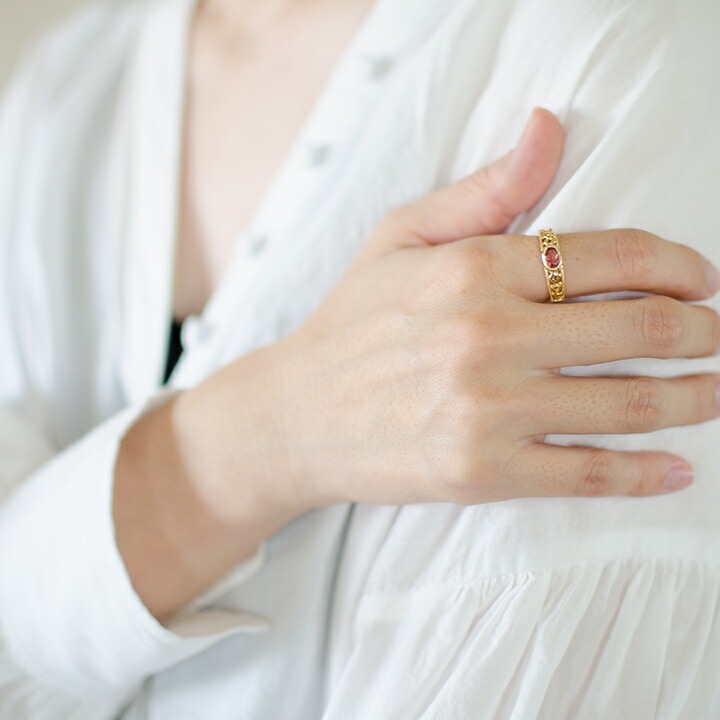 umu -アム- FINE JEWELRY STUIDIOK18 ピンクトルマリン アイビーモチーフ リング 「berso」rg0637_i3.jpg