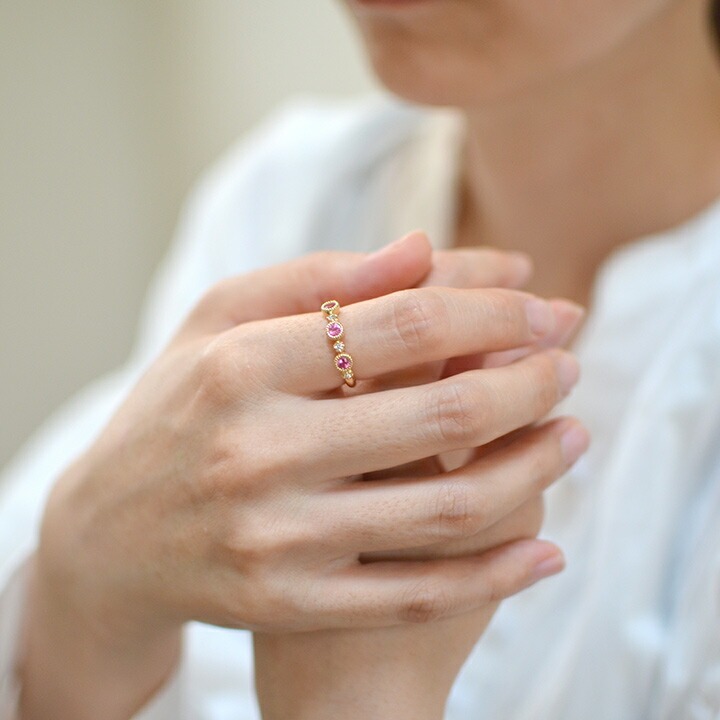 umu -アム- FINE JEWELRY STUIDIOK18 ピンクスピネル ダイヤモンド リング 「margherita」rg0640_i2.jpg