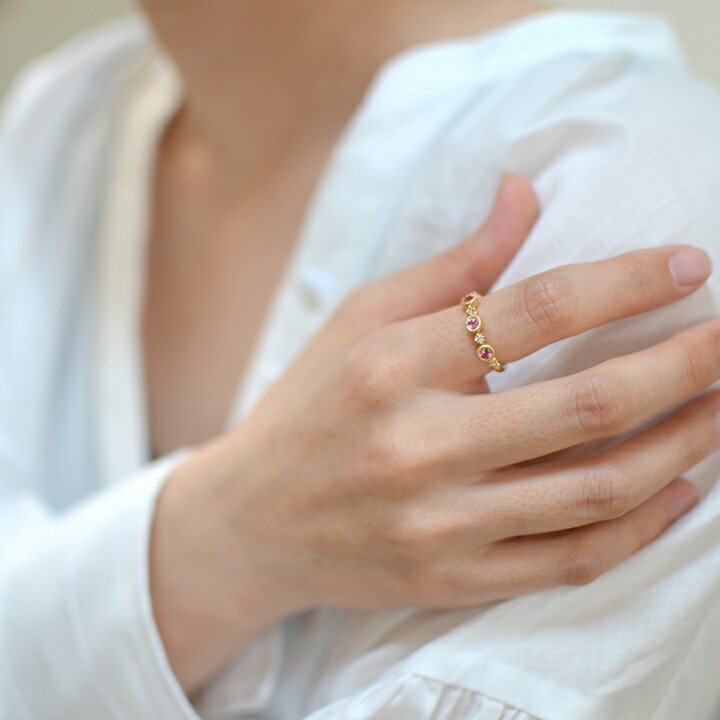 umu -アム- FINE JEWELRY STUIDIOK18 ピンクスピネル ダイヤモンド リング 「margherita」rg0640_i3.jpg