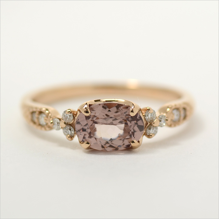 美品 K18WG ガーネット ダイヤモンド リング K18 シャンパンガーネット ダイヤモンド リング 「amanza」[商品