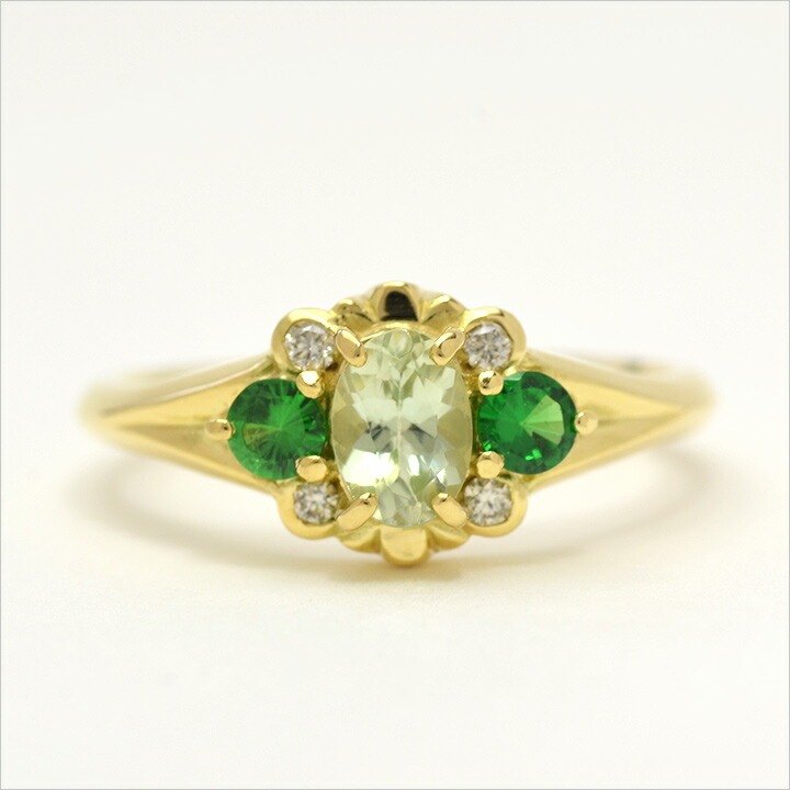 umu -アム- FINE JEWELRY STUIDIOK18 アンブリゴナイト　グリーンガーネット ダイヤモンド リング 「magia」rg0652_m.jpg