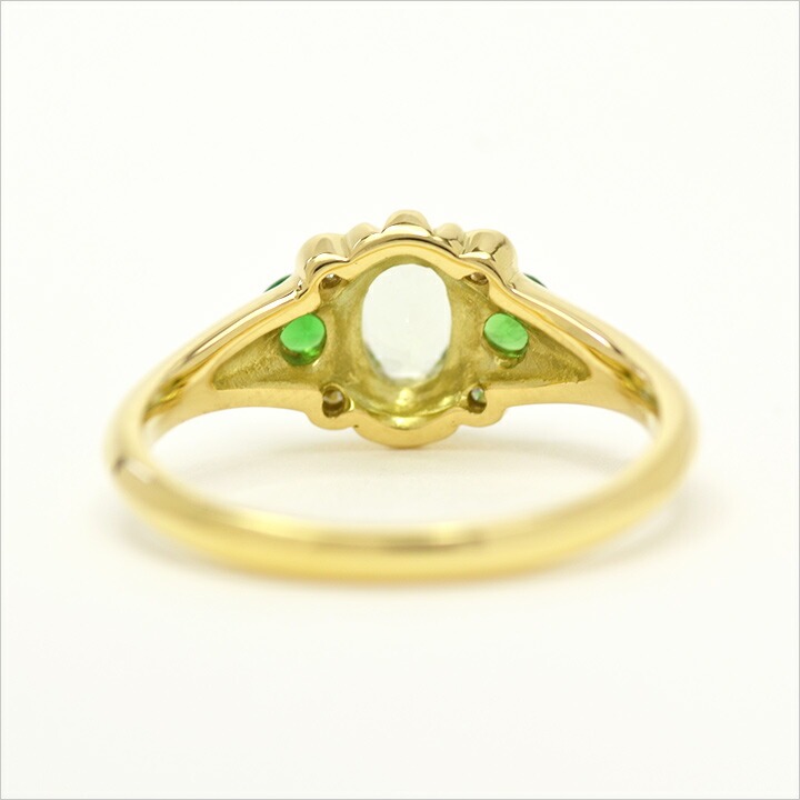 umu -アム- FINE JEWELRY STUIDIOK18 アンブリゴナイト　グリーンガーネット ダイヤモンド リング 「magia」rg0652_u.jpg
