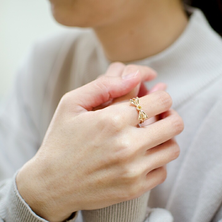 umu -アム- FINE JEWELRY STUIDIOイエローベリル リボンモチーフ リング 「legame」rg0668_i2.jpg