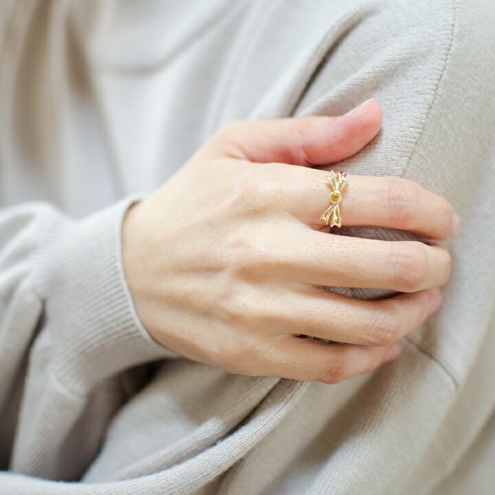 umu -アム- FINE JEWELRY STUIDIOイエローベリル リボンモチーフ リング 「legame」rg0668_i3.jpg