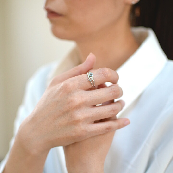 umu -アム- FINE JEWELRY STUIDIOK18 アクアマリン ブルームーンストーン ハート リング 「amato」rg0690_i2.jpg