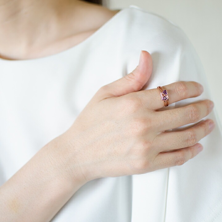umu -アム- FINE JEWELRY STUIDIOK18 アメシスト ロードライトガーネット ハート リング 「amato」rg0691_i3.jpg