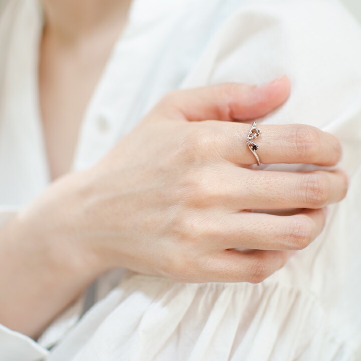 umu -アム- FINE JEWELRY STUIDIOアンダルサイト シャンパンガーネット スモーキークォーツ リング 「terzetto」rg0734_i3.jpg
