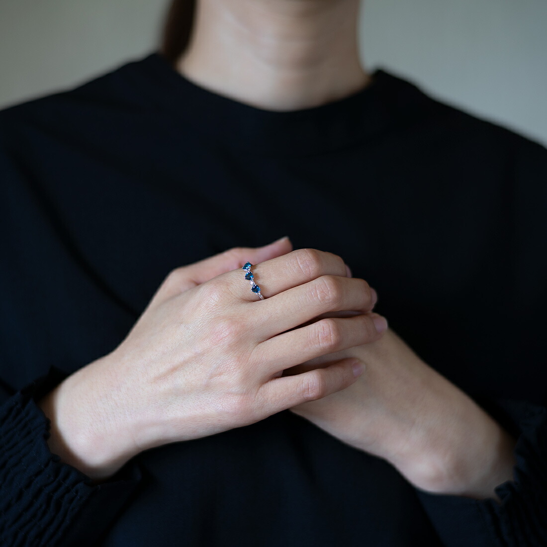 umu -アム- FINE JEWELRY STUIDIOハート ロンドンブルートパーズ ダイヤモンド リング 「carino」rg0787_i2.jpg