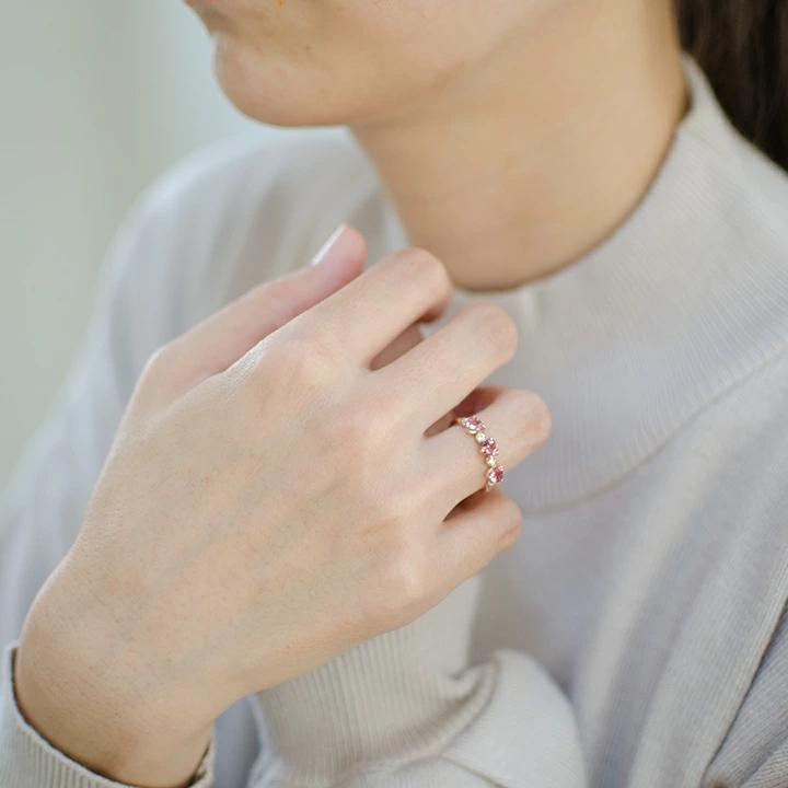umu -アム- FINE JEWELRY STUIDIOK18 ピンクトルマリン ダイヤモンド リング 「carino」rg0788_i2.jpg