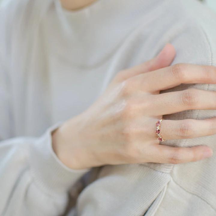 umu -アム- FINE JEWELRY STUIDIOK18 ピンクトルマリン ダイヤモンド リング 「carino」rg0788_i3.jpg