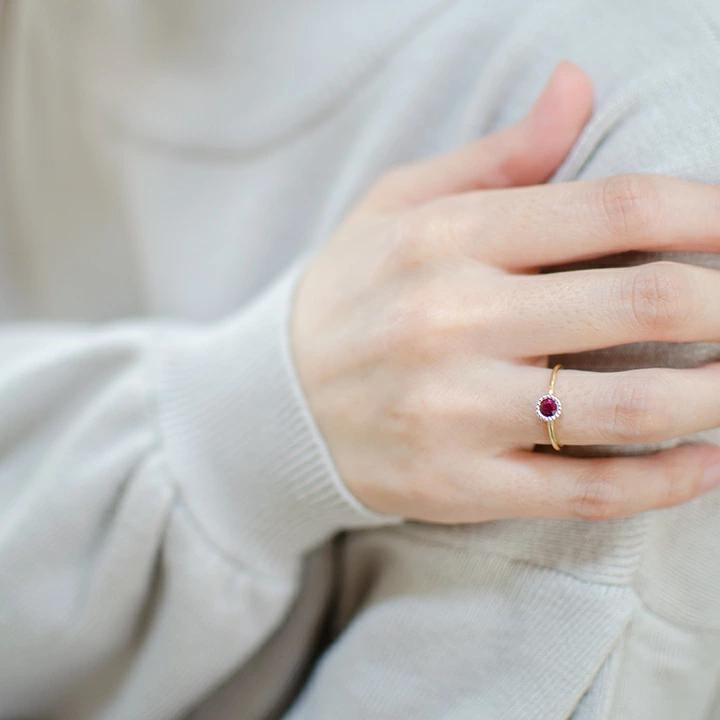 umu -アム- FINE JEWELRY STUIDIOK18/PT900 ルベライト コンビネーション リング 「figaro」rg0798_i3.jpg