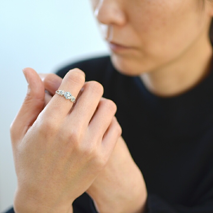 umu -アム- FINE JEWELRY STUIDIOK18 サンタマリアアクアマリン ダイヤモンド フラワーモチーフ リング 「parterre」rg0800_i2.jpg