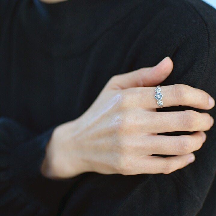 umu -アム- FINE JEWELRY STUIDIOK18 サンタマリアアクアマリン ダイヤモンド フラワーモチーフ リング 「parterre」rg0800_i3.jpg
