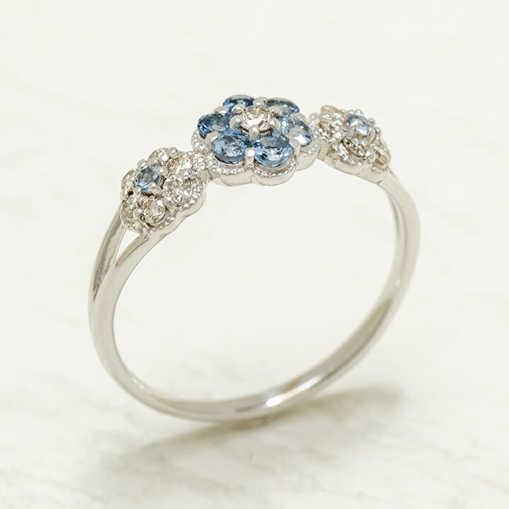 umu -アム- FINE JEWELRY STUIDIOK18 サンタマリアアクアマリン ダイヤモンド フラワーモチーフ リング 「parterre」rg0800_kanban2.jpg