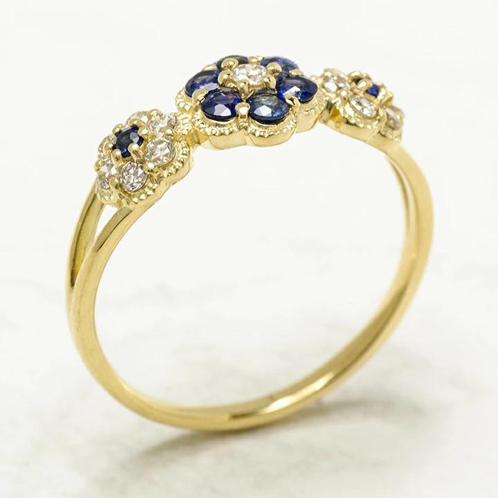 umu -アム- FINE JEWELRY STUIDIOK18 ブルーサファイア ダイヤモンド フラワーモチーフ リング 「parterre」rg0801_kanban2.jpg