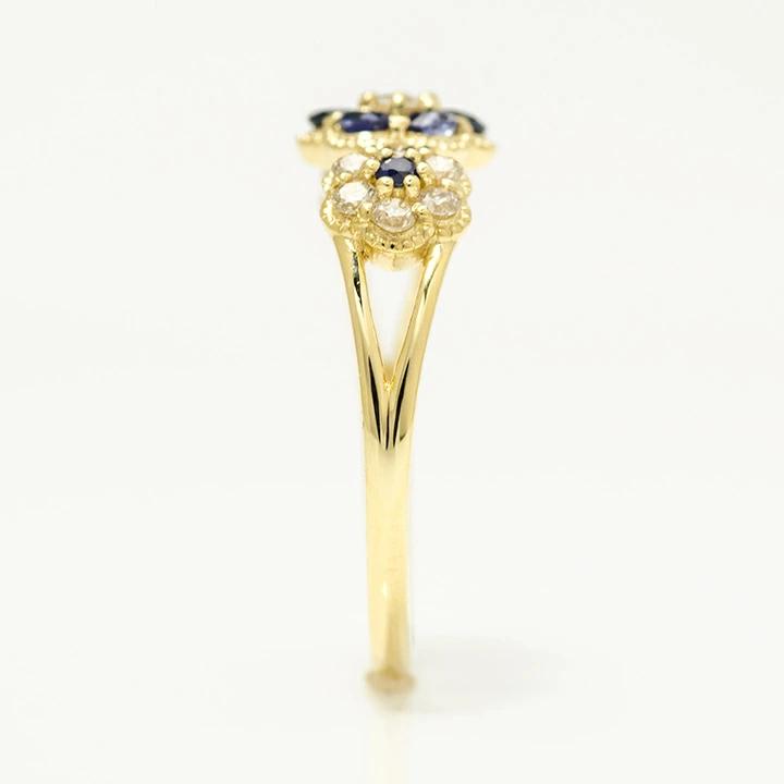 umu -アム- FINE JEWELRY STUIDIOK18 ブルーサファイア ダイヤモンド フラワーモチーフ リング 「parterre」rg0801_y.jpg