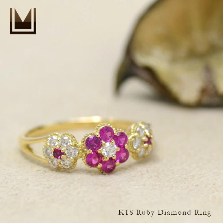 umu -アム- FINE JEWELRY STUIDIOルビー ダイヤモンド フラワーモチーフ リング 「parterre」rg0802_1.jpg