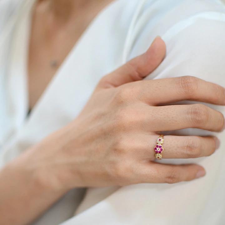 umu -アム- FINE JEWELRY STUIDIOルビー ダイヤモンド フラワーモチーフ リング 「parterre」rg0802_i3.jpg