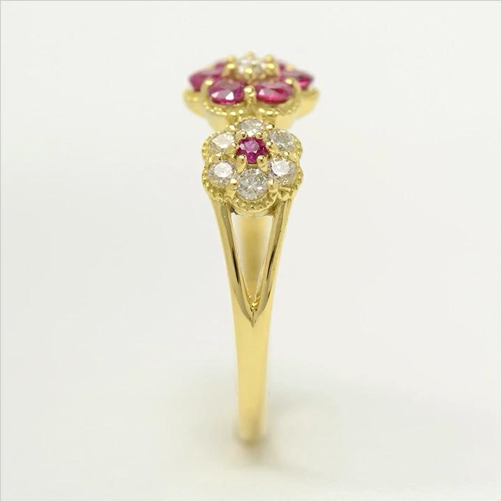 umu -アム- FINE JEWELRY STUIDIOルビー ダイヤモンド フラワーモチーフ リング 「parterre」rg0802_y.jpg