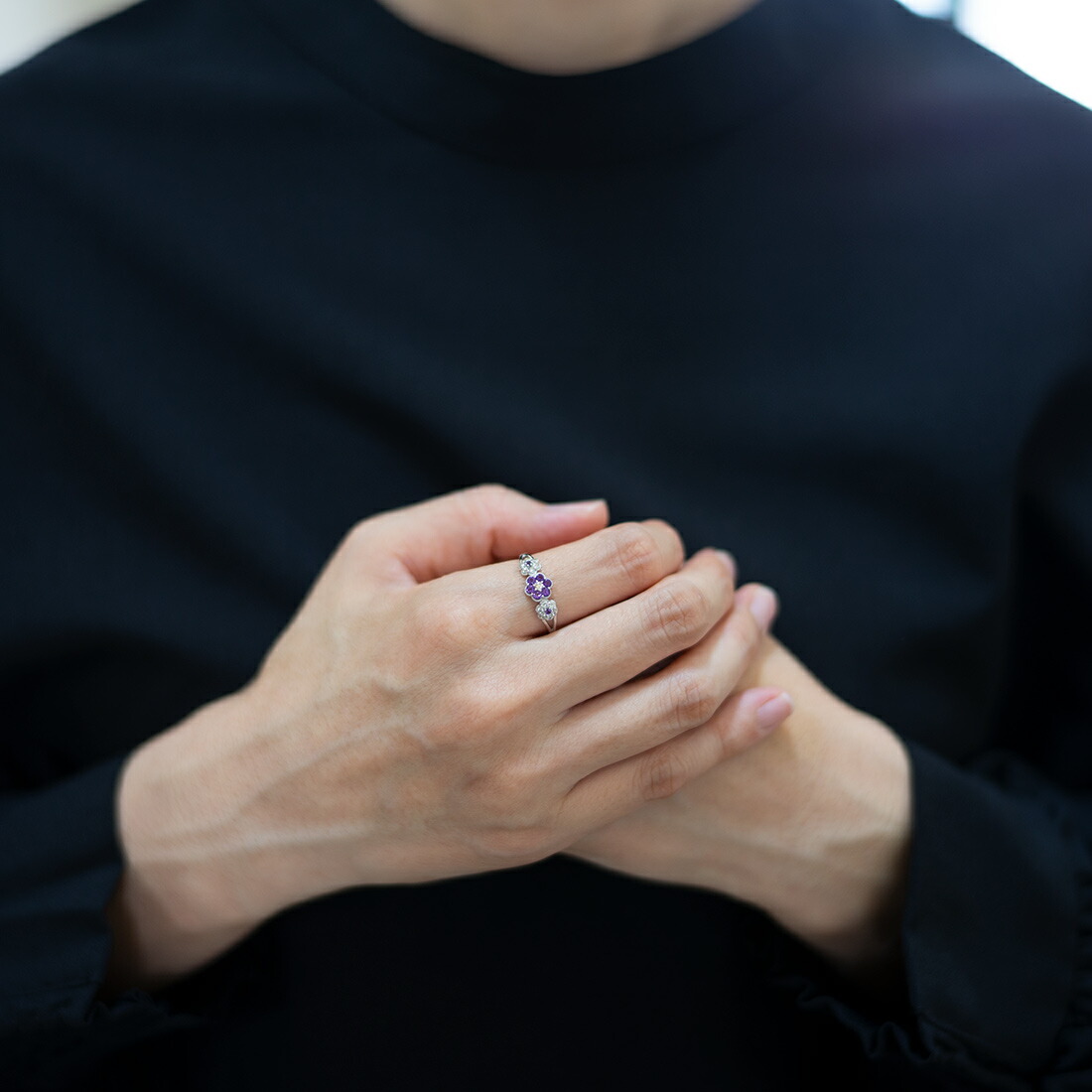 umu -アム- FINE JEWELRY STUIDIOアメシスト ダイヤモンド フラワーモチーフ リング 「parterre」rg0803_i2.jpg