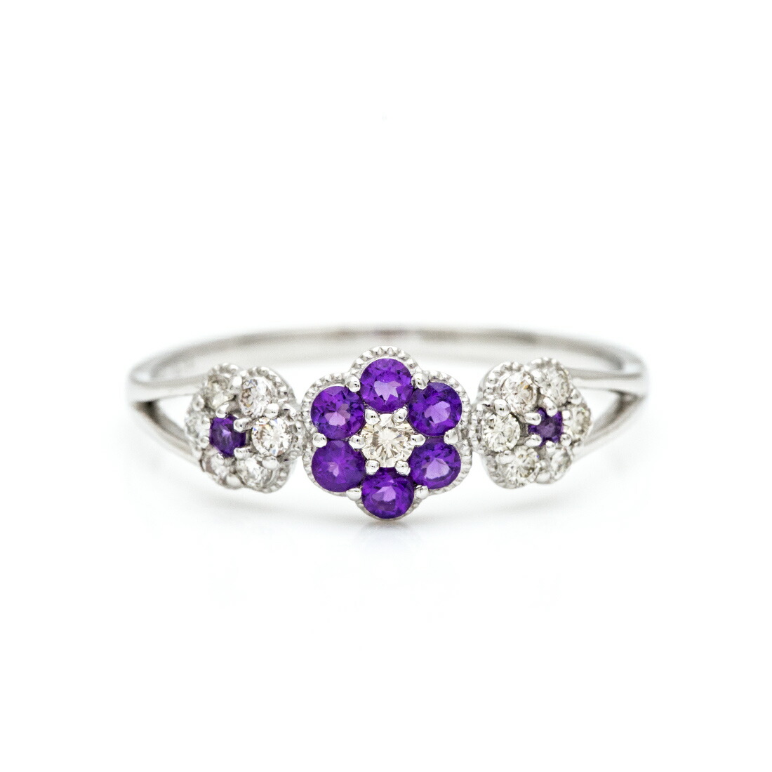 umu -アム- FINE JEWELRY STUIDIOアメシスト ダイヤモンド フラワーモチーフ リング 「parterre」rg0803_m.jpg