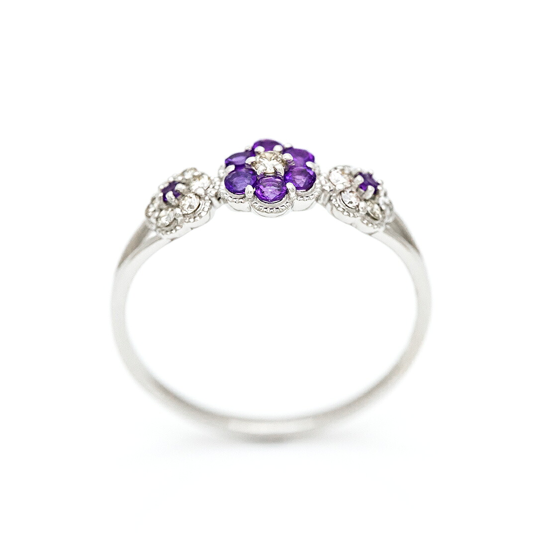 umu -アム- FINE JEWELRY STUIDIOアメシスト ダイヤモンド フラワーモチーフ リング 「parterre」rg0803_s.jpg
