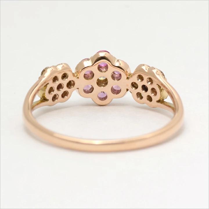 umu -アム- FINE JEWELRY STUIDIOK18 ピンクサファイア ダイヤモンド フラワーモチーフ リング 「parterre」rg0804_u.jpg