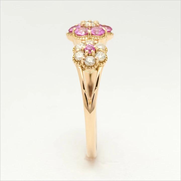 umu -アム- FINE JEWELRY STUIDIOK18 ピンクサファイア ダイヤモンド フラワーモチーフ リング 「parterre」rg0804_y.jpg