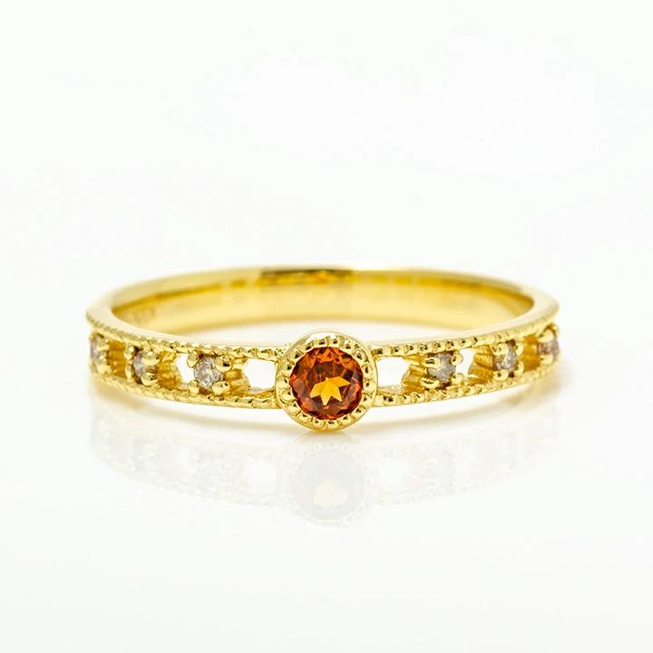 umu -アム- FINE JEWELRY STUIDIOK18 マンダリンガーネット ダイヤモンド リング 「delicatura」rg0811_m.jpg