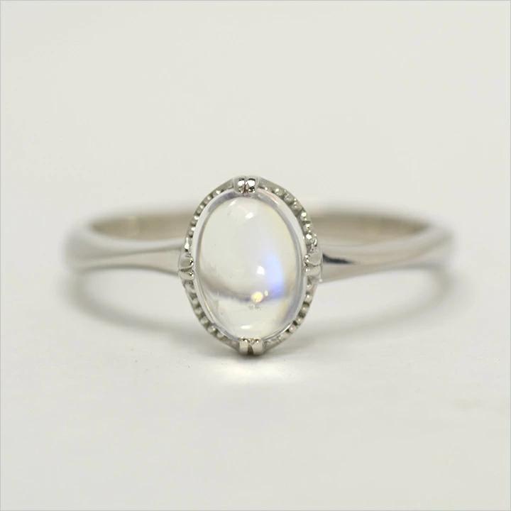 phool ブルームーンストーンリング Fleur de lis Ring : Rainbow Moonstone｜フルール・ド・リス