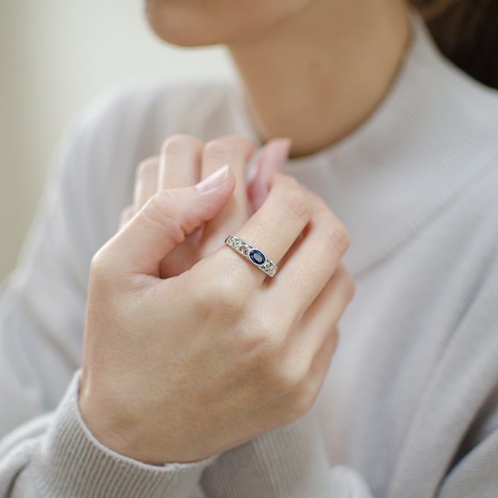 umu -アム- FINE JEWELRY STUIDIOK18 ブルーサファイア アイビーモチーフ リング 「berso」rg0858_i2.jpg