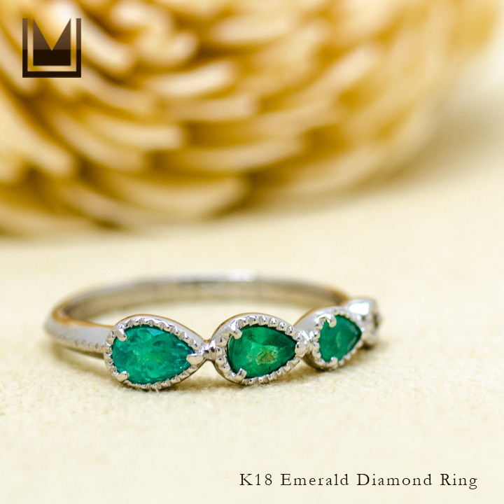 umu -アム- FINE JEWELRY STUIDIOK18 エメラルド ダイヤモンド リング 「mattino」rg0859_1.jpg