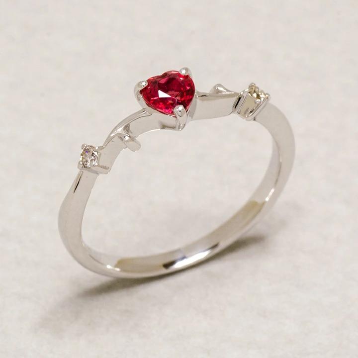 【希少！】天然 オレンジサファイア ハート型 指輪 K18 オレンジサファイア ハート リング 「arzente」[商品番号:RG0860