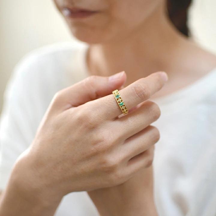 K18 エメラルド ダイヤモンド リング 「blonda」[商品番号:RG0868