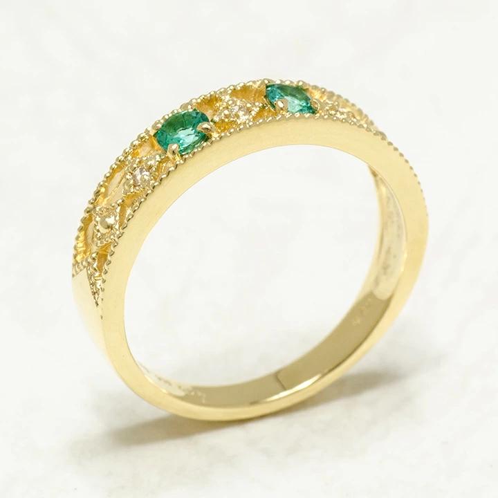 K18 エメラルド ダイヤモンド リング 「blonda」[商品番号:RG0868