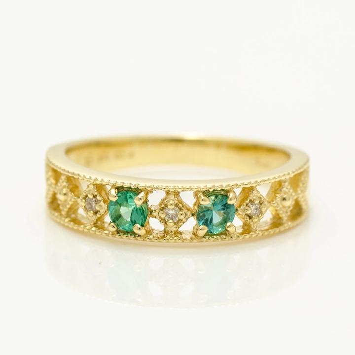 K18 エメラルド ダイヤモンド リング 「blonda」[商品番号