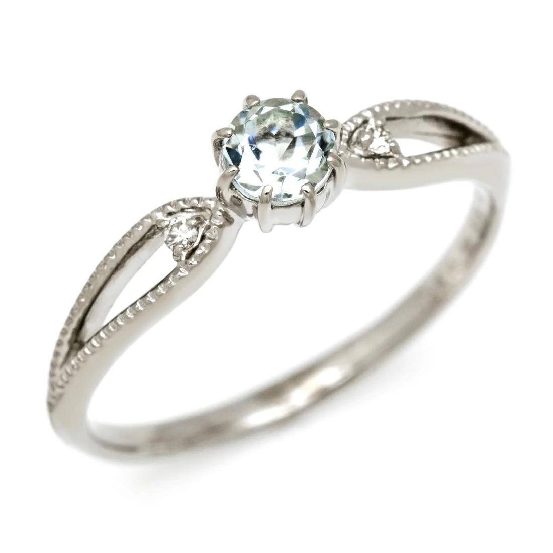 ゆみ アクアマリン ダイヤモンド K18WG リング ゆみ アクアマリン ダイヤモンド K18WG リング ゆみ アクア