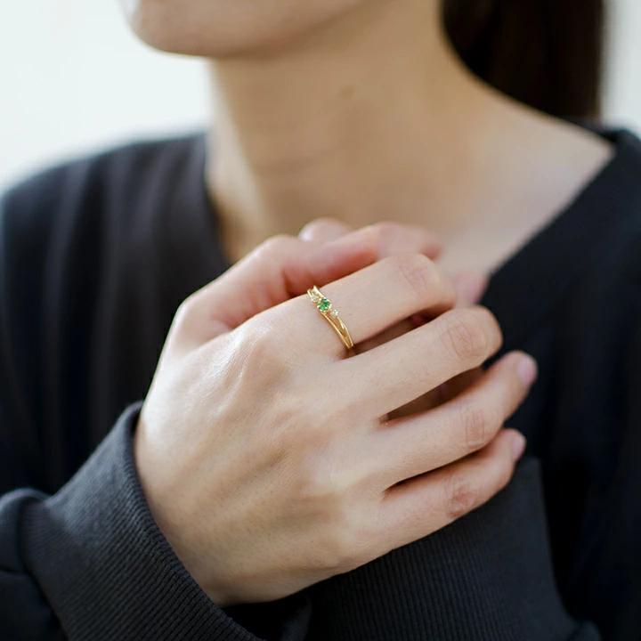 umu -アム- FINE JEWELRY STUIDIOグリーンガーネット ダイヤモンド リング 「cresta」rg0913_i2.jpg