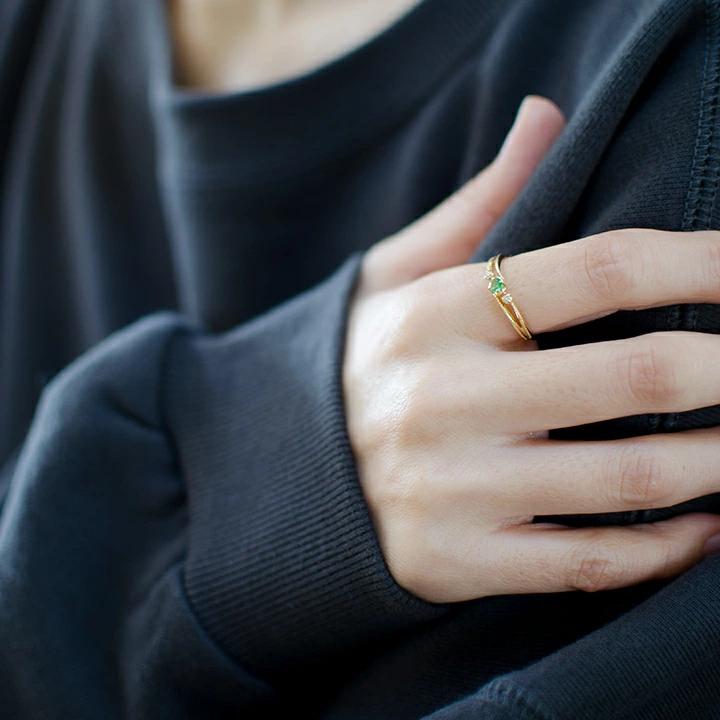 umu -アム- FINE JEWELRY STUIDIOグリーンガーネット ダイヤモンド リング 「cresta」rg0913_i3.jpg