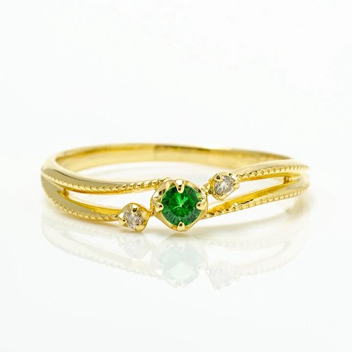 umu -アム- FINE JEWELRY STUIDIOグリーンガーネット ダイヤモンド リング 「cresta」rg0913_m.jpg