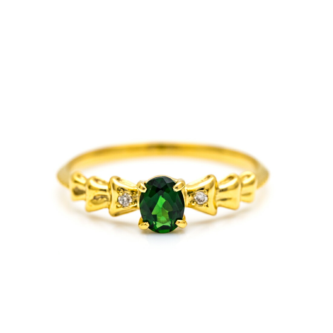 umu -アム- FINE JEWELRY STUIDIOグリーントルマリン ダイヤモンド リボンモチーフ リング 「nodino」rg0956_m.jpg