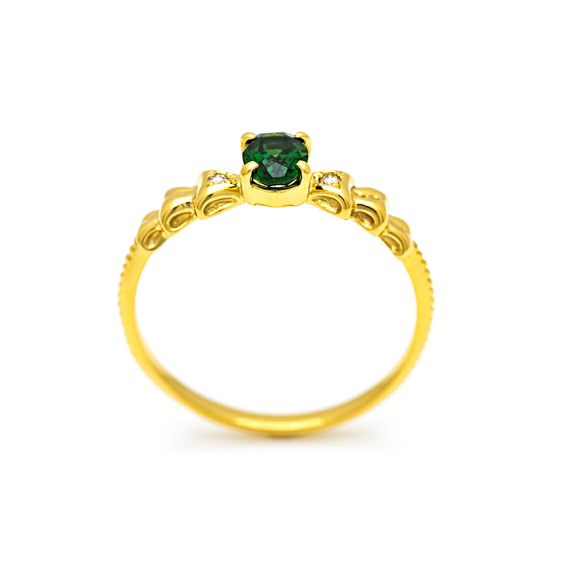 umu -アム- FINE JEWELRY STUIDIOグリーントルマリン ダイヤモンド リボンモチーフ リング 「nodino」rg0956_s.jpg