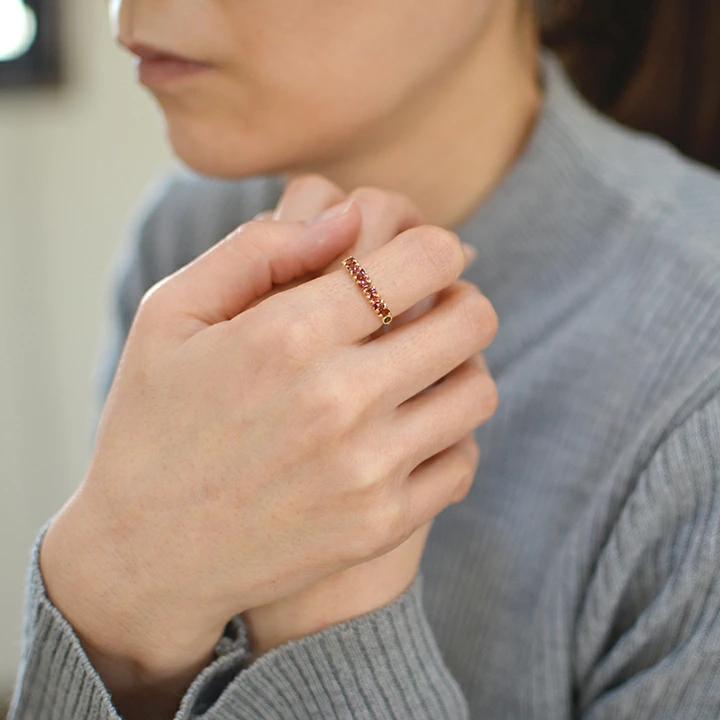 umu -アム- FINE JEWELRY STUIDIOK18 ガーネット グリーントルマリン ハート リング 「ricolmo」rg0965_i2.jpg