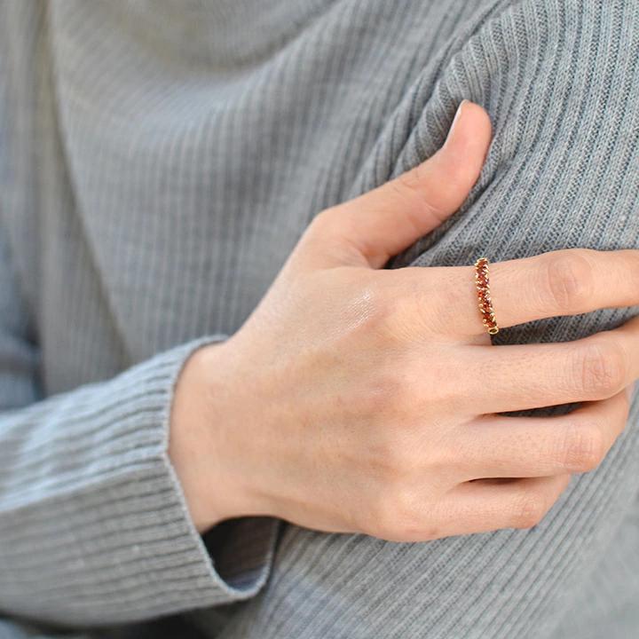 umu -アム- FINE JEWELRY STUIDIOK18 ガーネット グリーントルマリン ハート リング 「ricolmo」rg0965_i3.jpg