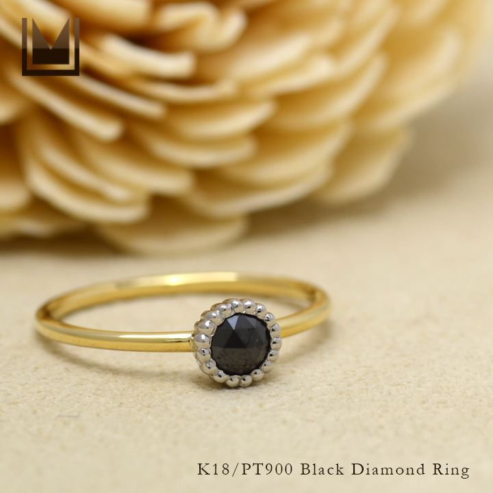 umu -アム- FINE JEWELRY STUIDIOK18/PT900 ブラックダイヤモンド コンビネーション リング 「figaro」rg1004_1.jpg