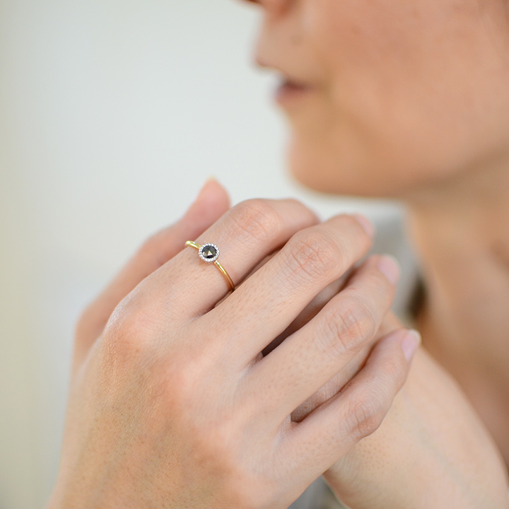 umu -アム- FINE JEWELRY STUIDIOK18/PT900 ブラックダイヤモンド コンビネーション リング 「figaro」rg1004_i2.jpg