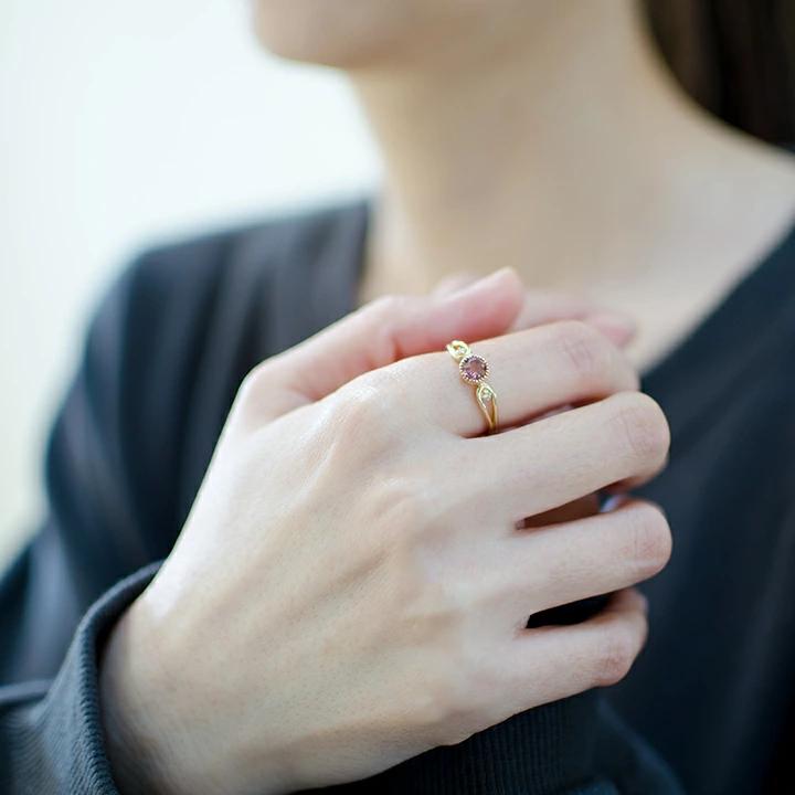 umu -アム- FINE JEWELRY STUIDIOK18 ピンクトルマリン ダイヤモンド リング 「amica」rg1019_i2.jpg