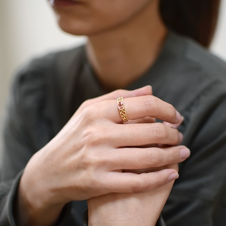 umu -アム- FINE JEWELRY STUIDIOK18 インペリアルトパーズ アイビーモチーフ リング 「berso」rg1023_i2.jpg