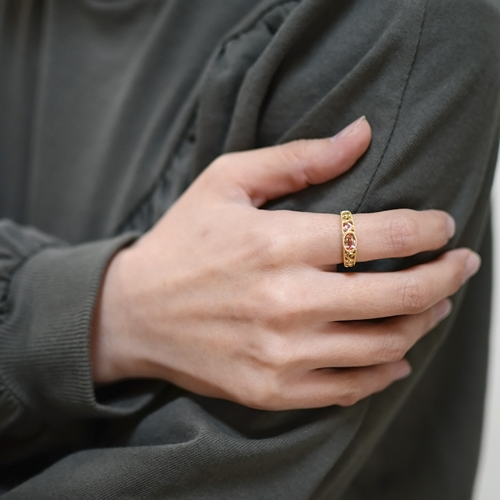 umu -アム- FINE JEWELRY STUIDIOK18 インペリアルトパーズ アイビーモチーフ リング 「berso」rg1023_i3.jpg